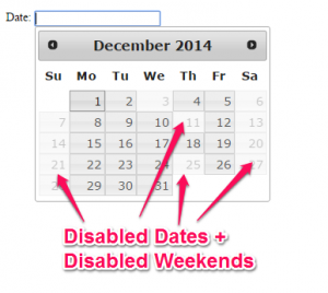 Disabled Dates + Disabled Weekends